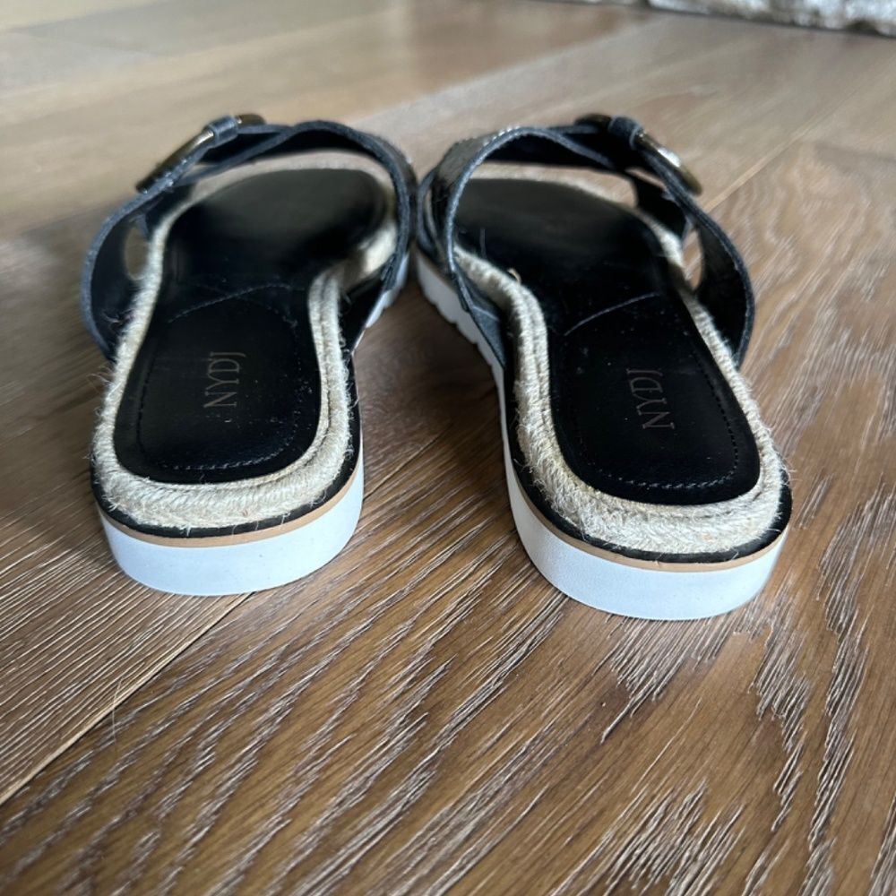 NYDJ Ross Slide Sandal Black Leather Crisscross Comfort Size 8 NEW - Picture 8 of 10